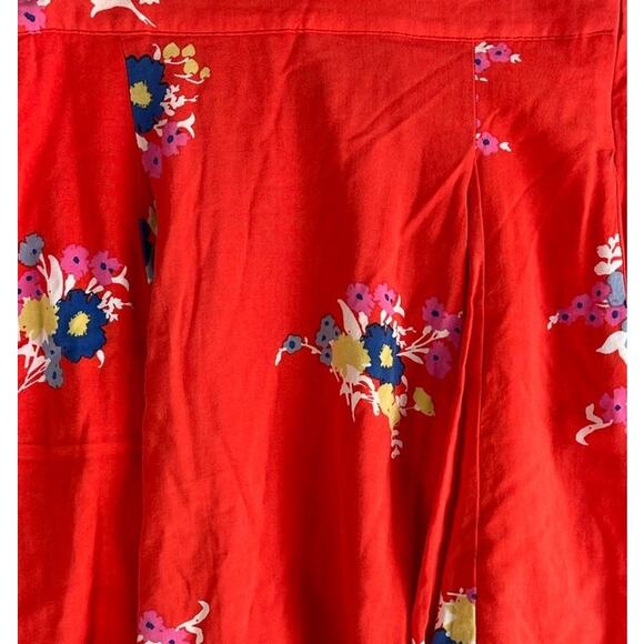 Modcloth Womens Small Red Blue Floral 100% Rayon Mini Skirt - Picture 7 of 9